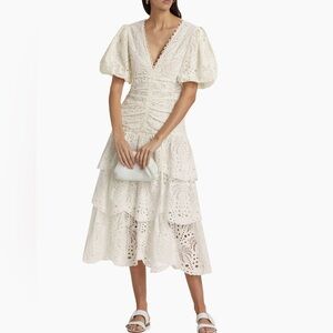 Farm Rio Eyelet Cotton Midi Dress, size Small